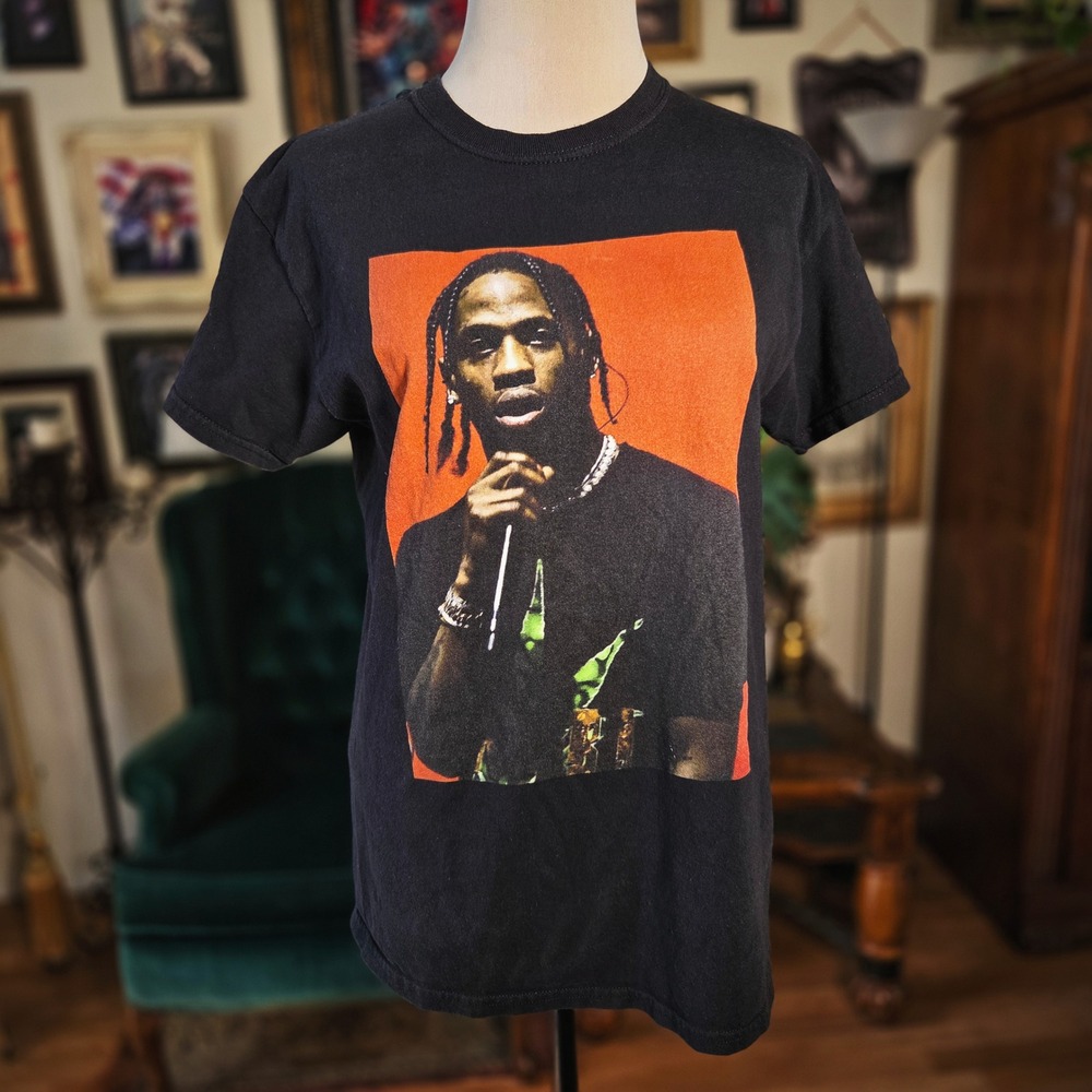 Travis Scott Graphic T-Shirt Gildan Black Rap Tee Hip Hop Concert Merch Mens M